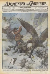 A Gigantic Eagle Against Two Hunters