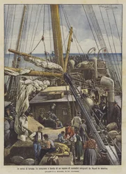 In Search of Fortune, Breakfast on Board a Steamer of Emigrant Peasants from Naples to America
