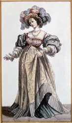 Actress Marie Dorval, lover of Vigny. Watercolour by Devéria. Coll. Francis Aubrère