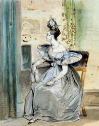 Portrait of Marie Nodier in a theatre lodge