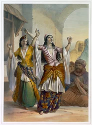 Egyptian Dancing Girls Performing the Ghawazi at Rosetta, Egypt