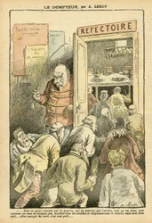 Illustration in Le Pelerin - The tamer - Restaurant Cafes, Gastronomy cook - Combes Emile, Tamer - Food Metaphor