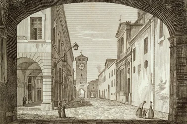 View of Castel Bolognese square in Legation of Ravenna