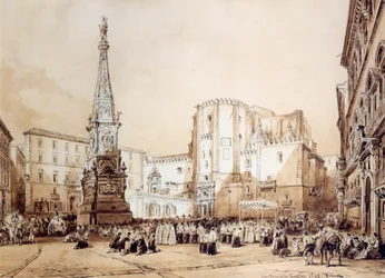 Procession in Piazza San Domenico Maggiore in Naples