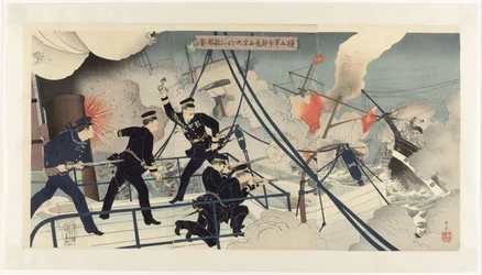 Kabayama, Head of the Naval Command, Attacks an Enemy Ship with the Seikyō Maru