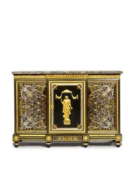 Louis XVI side cabinet, commissioned by the Marchand-Mercier Claude-Francois Julliot, incorporating Louis XIV marquetry panels, c.1775-1800