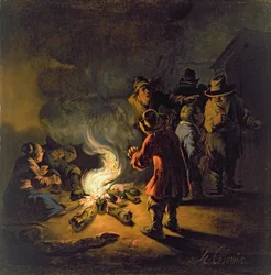 Peasants Around a Bonfire