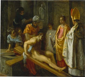 The Frankfurt Altarpiece of the Exaltation of the True Cross: The Testing of the Cross (middle right)