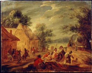 Horsemen Attacking a Hamlet