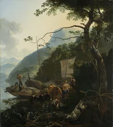 Boatmen Moored on the Shore of an Italian Lake, 1650-70