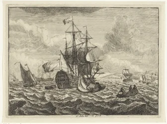 Seascapes with Ships and Rowboat