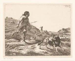 Herder Chasing a Wolf