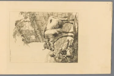 Shepherdess with a Ram, a Goat, and a Cow by a Ruin