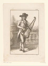Young Man Playing an Orphica by a Balustrade