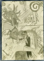 A scene of a human sacrifice, from the south vault ceiling, Upper Temple of the Jaguars, Chichen Itza, Mexico