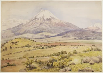 Cloud coming up at 10:30am Popocatépetl from Atlixco, Puebla, Mexico