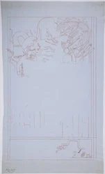 Copy of a wall painting from the East Wall, Upper Temple of the Jaguars, Chichen Itza Mexico