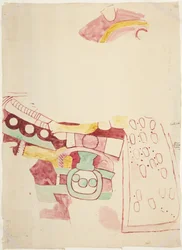 Copy of fragments of paintings from Teotihuacan, Mexico State