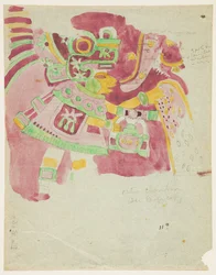 Painting of a fresco from outer chamber, Penafiel, Teotihuacan, Mexico