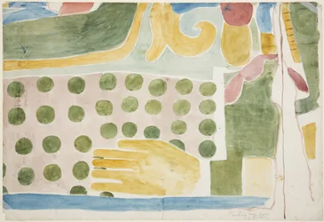 Painting of part of a mural depicting human sacrifice from over the inner door, inner chamber, Upper Temple of the Jaguars, Chichen Itza