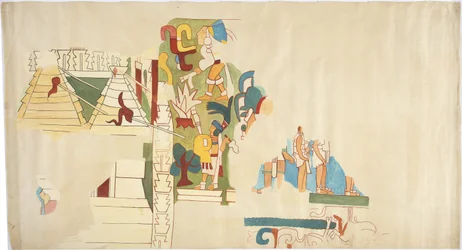Tracing of a wall painting from Casa de Monjas, Chichen Itza, Mexico (detail)