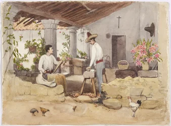 Two men making saddles, saddle shop, Coscomatepec, Mexico