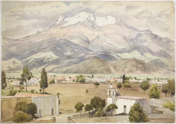 Village in the foreground and mountains behind