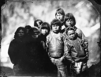 Group portrait of Inuit boys