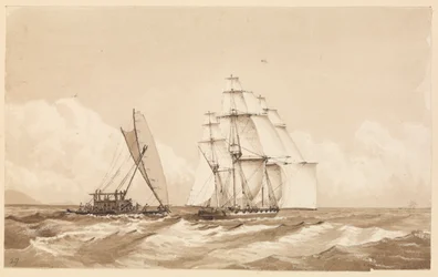 Double Canoe off Moalu, Feejee Islands, Septr 26th 1849 [Fiji]