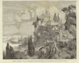 Greece and Rome - Rome: Landscape by the sea at Cape Miseno with Vesuvius in the background