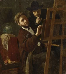 Oberländer and Karl Haider at the Easel