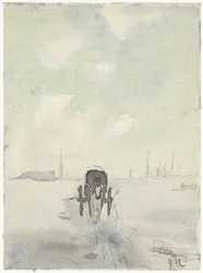 Winter Landscape with Horse and Wagon