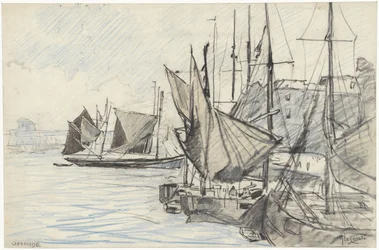 Sailing Ships in the Harbor of Ostend