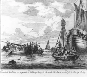 “A double sea vessel is fitted out for herring fishing” (no. 6 from the Herring Fishing series)