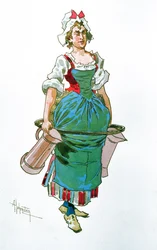Costume design for a servant girl from the Opera Manon Lescaut by Giacomo Puccini