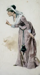 Costume Sketch for the Premiere of the Opera Falstaff, performed at La Scala Theatre in Milan, February 9