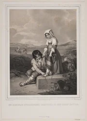 A Roman Shepherd Boy Tying a Young Girl