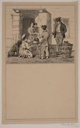 Birds in Captivity. No. 9 in Chr. Winther and M. Rørbye, "25 Pictures for Small Children"