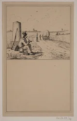 The Soldier on the March. No. 13 in Chr. Winther and M. Rørbye, "25 Pictures for Small Children"