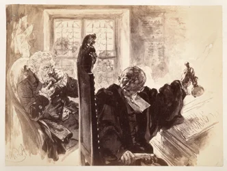 Adam, seated in the judge