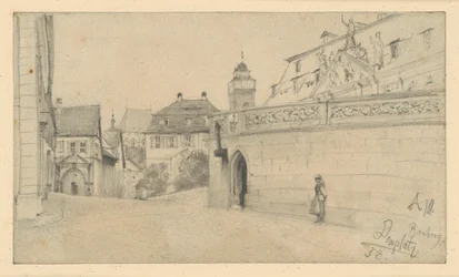 Bamberg. Cathedral Square between Domplatz 1 and Domkranz looking south