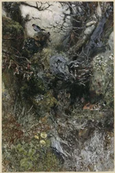 Tree Stump with Robin and Hoopoe. From the “Children