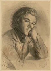 Bust Portrait of a Boy Facing Right, His Head Resting on His Left Hand, Probably Carl Johann Arnold, cf. SZ Menzel No. 1723