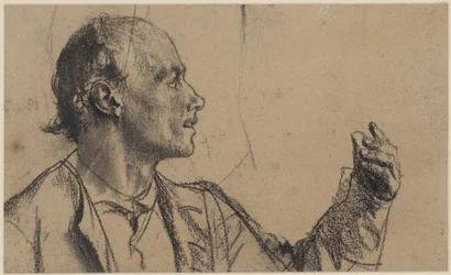 Bust of a Man with Sparse Hair, Left Hand Raised