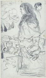 Lady with Headscarf and Cloak, Male Figure in Profile, Melons and Sleeping Men on the Piazza d