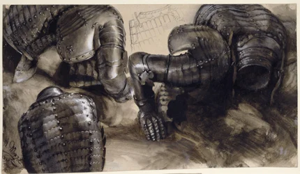 Three Breastplates Lying on the Ground