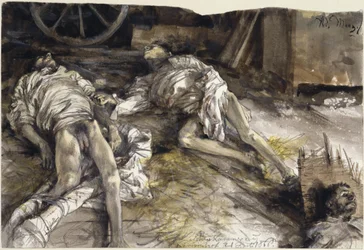 Three Fallen Soldiers in a Barn - Mortuary at Königinhof