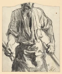 Ironworker with Apron and Pieces of Wood in His Hands. Study for “The Iron Rolling Mill. Modern Cyclopes”