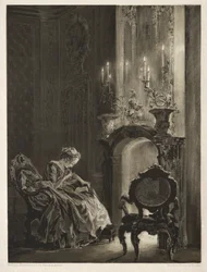 Essay on Stone with Brush and Scraper: Woman Reading at the Fireside