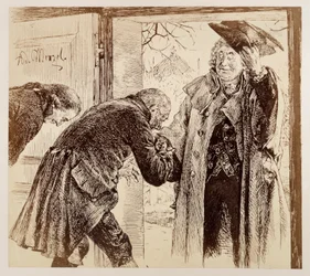 Judge Walter Enters, Politely Lifting His Hat, Greeted Submissively by Adam and Light, from Heinrich von Kleist